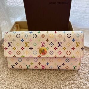 Louis Vuitton Pink and White Wallet with Monogram Pattern